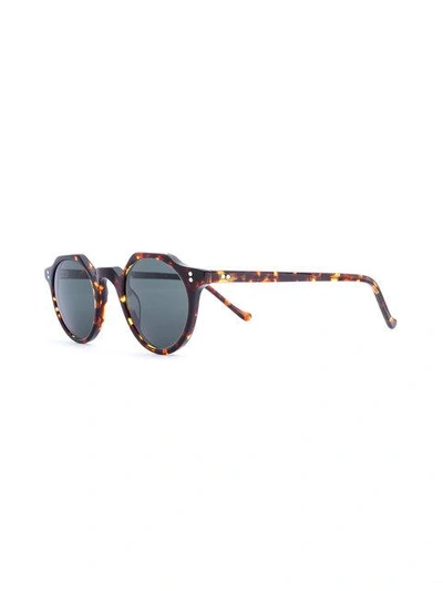 Shop Lesca Tortoiseshell Round Frame Sunglasses