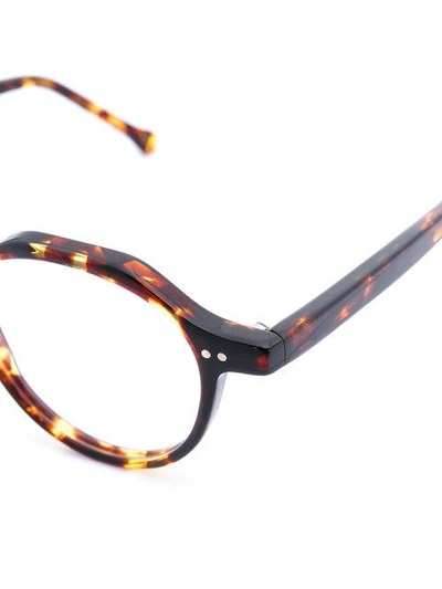 Shop Lesca Tortoiseshell Round Frame Glasses