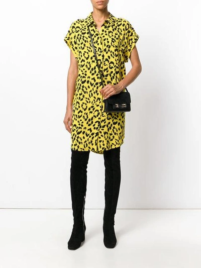 Shop Saint Laurent Cheetah Print Shirt Dress