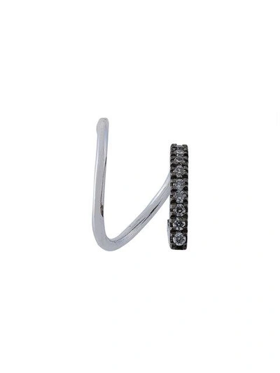 Shop Maria Black Bela Mono Diamond Earring (right) - Metallic