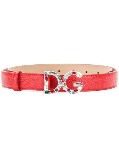 Dolce & Gabbana Logo Belt In Red