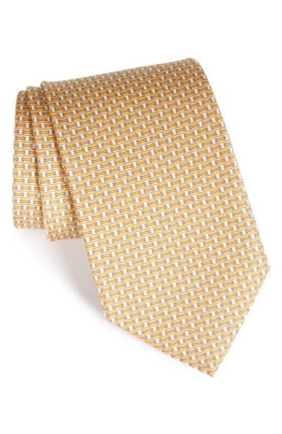 Ferragamo Geometric Silk Tie In Yellow