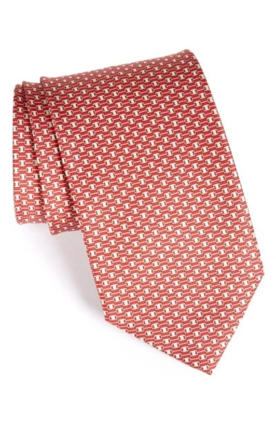 Shop Ferragamo Geometric Silk Tie In Red