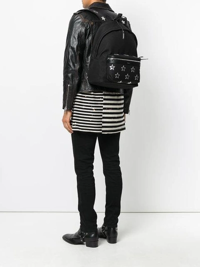 Shop Saint Laurent City Star Patch Backpack In Black