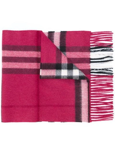 Shop Burberry Checked Fringe Scarf