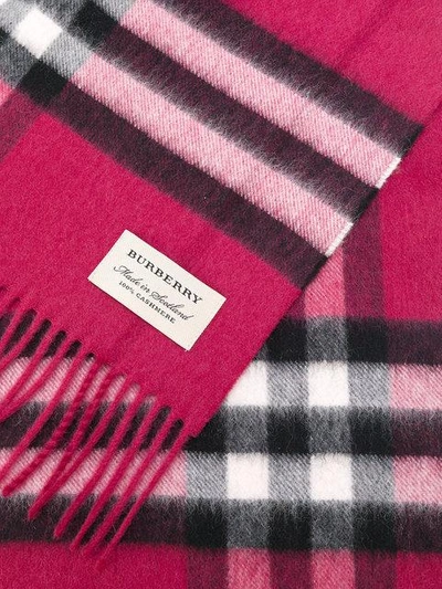 Shop Burberry Checked Fringe Scarf