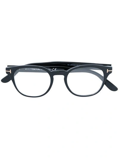 Shop Tom Ford Round-frame Glasses In Black