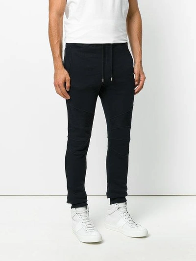 Shop Balmain Biker Track Pants - Blue