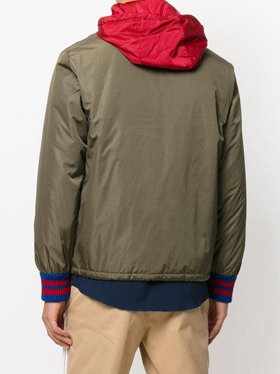 Shop Gucci Hooded Bomber Jacket In Green