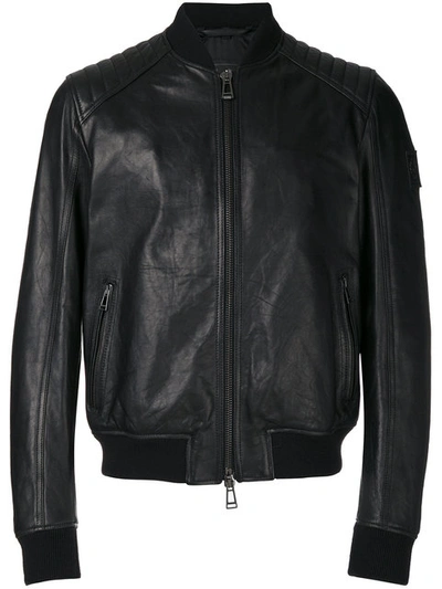 Pershall Leather Bomber Jacket In Black