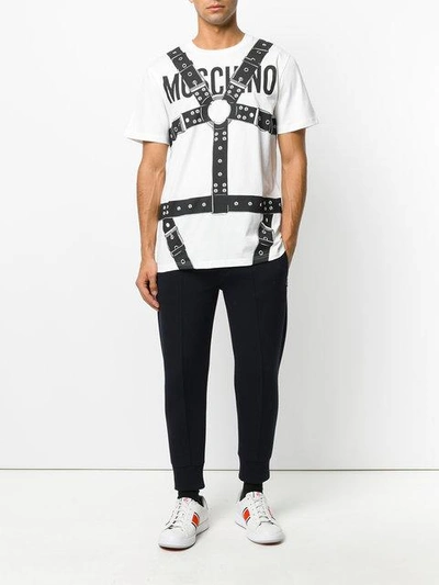 Shop Moschino Logo And Harness Print T-shirt