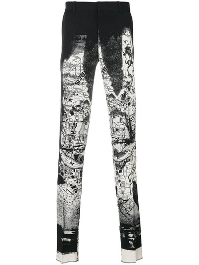 Alexander Mcqueen "london Map" Print Trousers In White