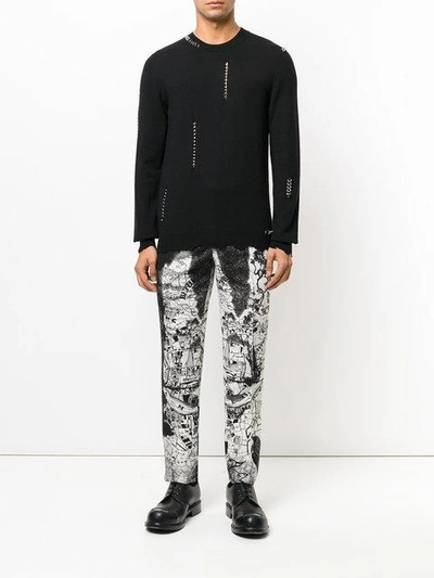 Shop Alexander Mcqueen Printed Tailored Trousers In White