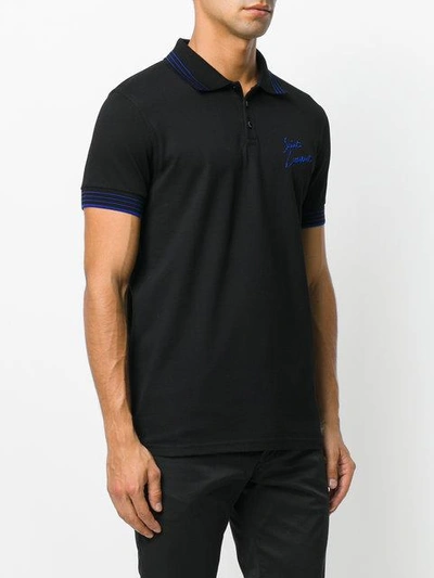 Shop Saint Laurent Logo Embroidered Polo Shirt