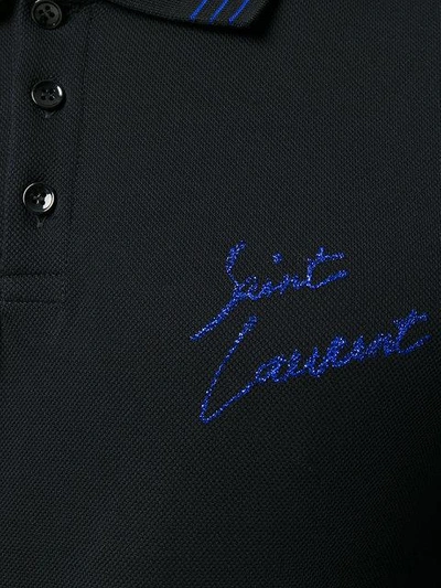 Shop Saint Laurent Logo Embroidered Polo Shirt