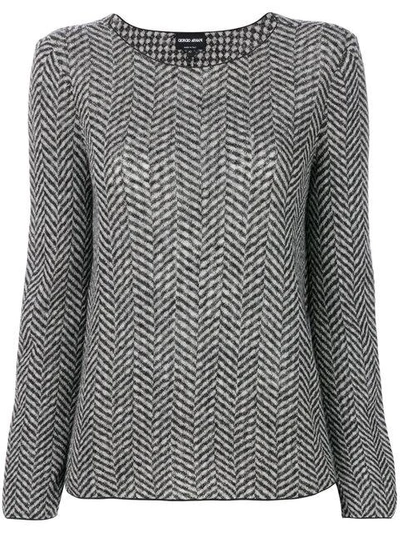 Shop Giorgio Armani Herringbone-effect Printed Sweater