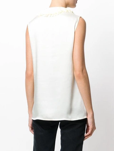 Shop P.a.r.o.s.h Pleated Neck Sleeveless Blouse In White