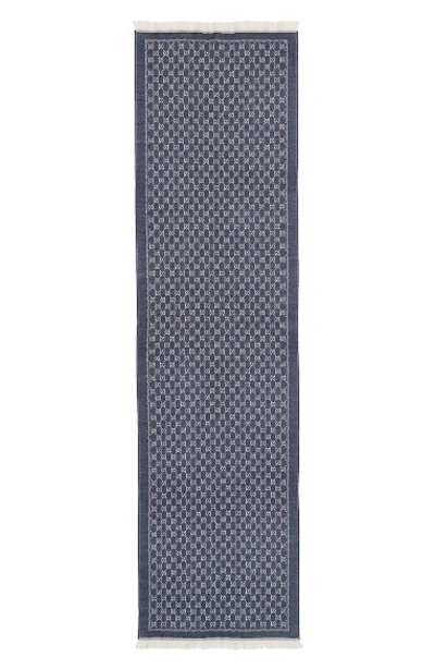 Gucci Gg Jacquard Wool Scarf In Grey