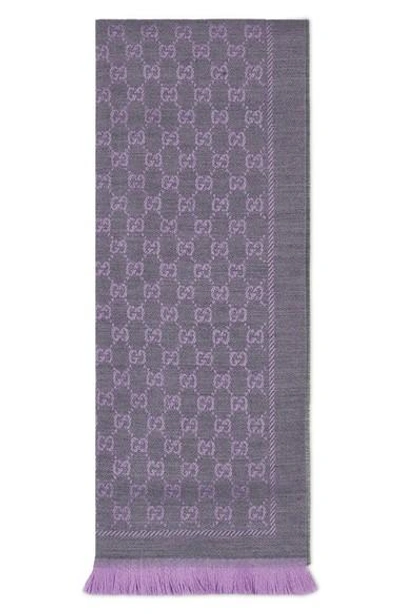 Shop Gucci Gg Jacquard Wool Scarf In Grey