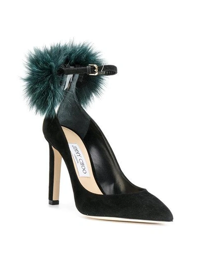 Shop Jimmy Choo Fox Fur Detail Stiletto Pumps