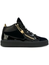 Giuseppe Zanotti Navy Velvet Mid-top Veronica Sneakers In Blue