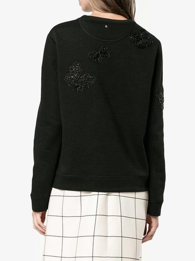 Shop Valentino Beaded Butterfly Sweatshirt In Black