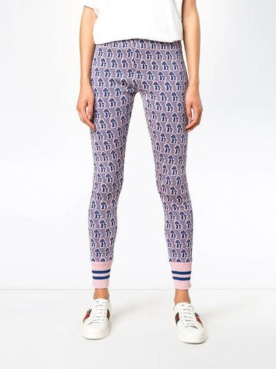 Shop Gucci Mushrooms Jacquard Knit Leggings - Pink