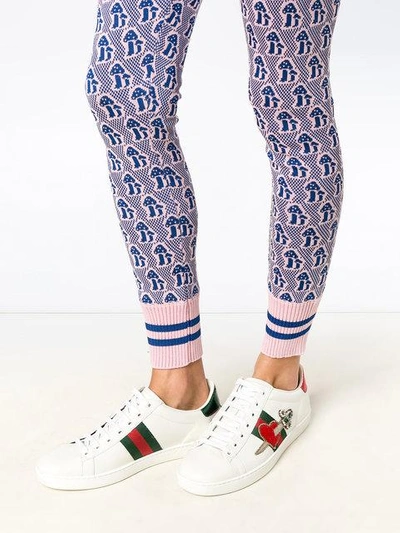 Shop Gucci Mushrooms Jacquard Knit Leggings - Pink