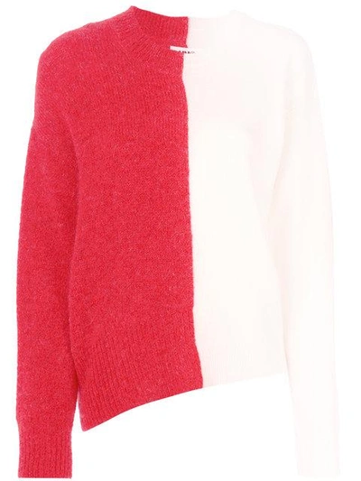 Shop Mm6 Maison Margiela Bi-colour Asymmetric Jumper