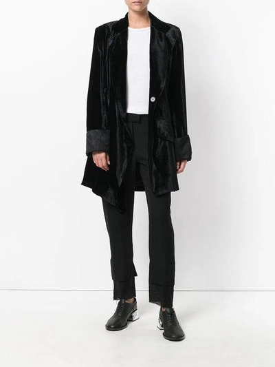 Shop Ann Demeulemeester Velvet Robe Coat In Black