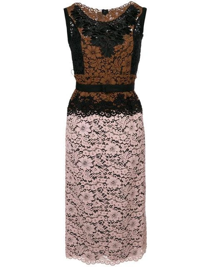 Shop Antonio Marras Contrasting Lace Panel Dress - Multicolour