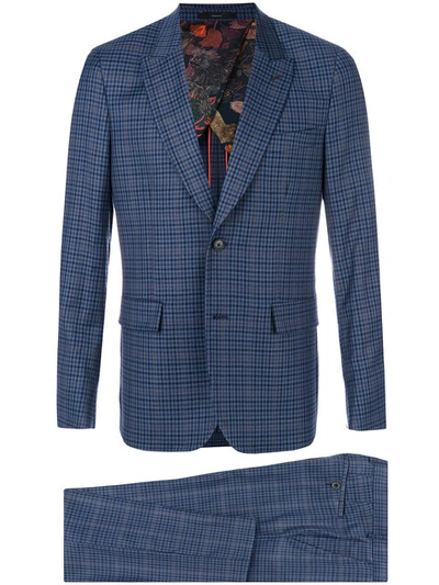 Paul Smith Checked Suit In Blue