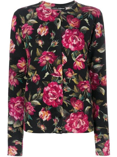 Shop Dolce & Gabbana Cashmere Rose Print Cardigan