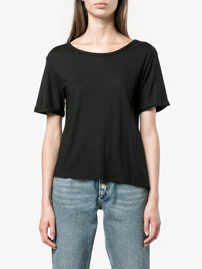 Shop Lot78 Black Cashmere Blend Side Split T Shirt