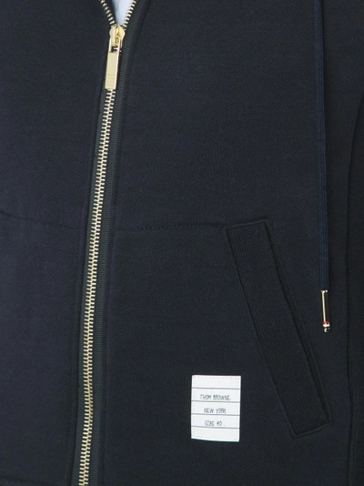 Shop Thom Browne Striped Detail Zipped Hoodie