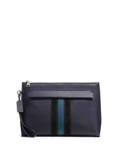 Coach Varsity Leather Pouch In Navy