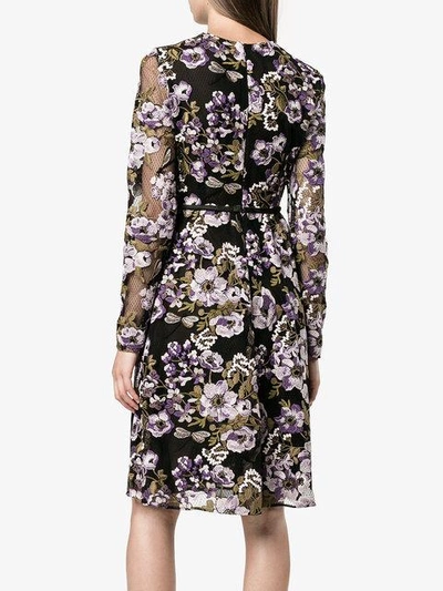 Shop Giambattista Valli Floral Embroidered Bow Embellished Dress In Black