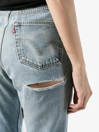 Shop Re/done Levi's Distressed High Waisted Slim Fit Jeans In Blue
