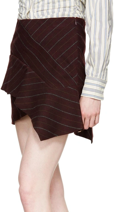 Shop Isabel Marant Burgundy Pinstripe Kimura Miniskirt In 80by Burgundy