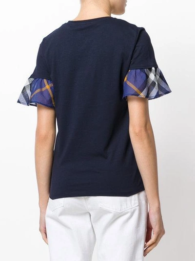 Shop Burberry Tulip Sleeve Check T-shirt