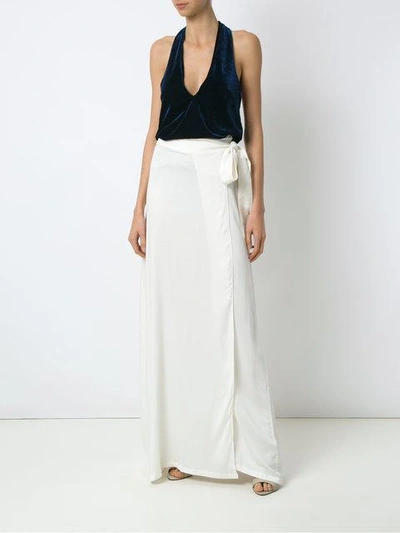 Adriana Degreas Velvet Halterneck Bodysuit In Blue
