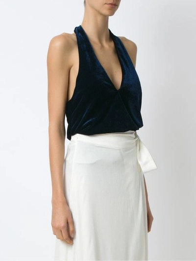 Adriana Degreas Velvet Halterneck Bodysuit In Blue