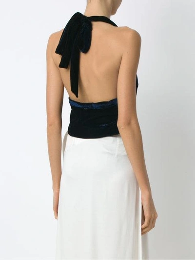 Adriana Degreas Velvet Halterneck Bodysuit In Blue