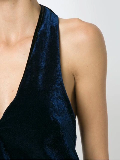 Shop Adriana Degreas Velvet Halterneck Bodysuit In Blue