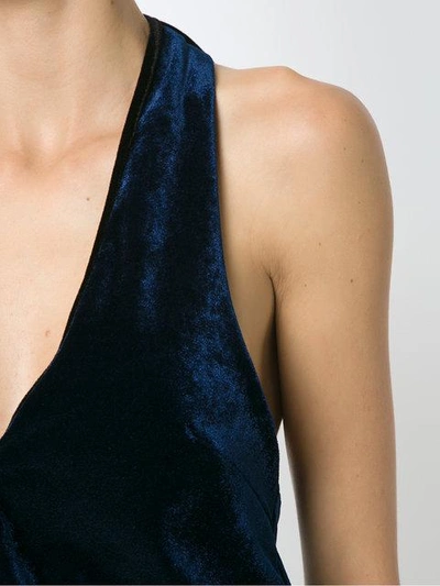 Adriana Degreas Velvet Halterneck Bodysuit In Blue
