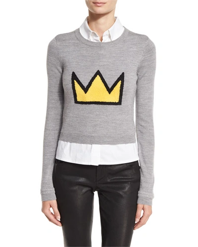 Alice And Olivia Nikia Crown Cropped Pullover & Shirt Combo, Multi Colors