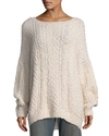 VINCE CABLE-KNIT BOAT-NECK SWEATER, WINTER WHITE