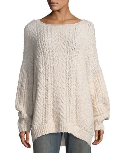 Vince Cable-knit Boat-neck Sweater, Winter White
