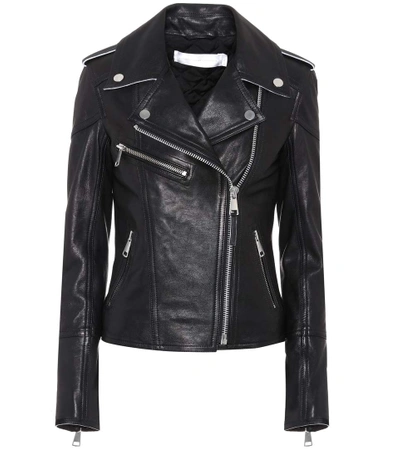 Victoria Victoria Beckham Leather Biker Jacket In Llack
