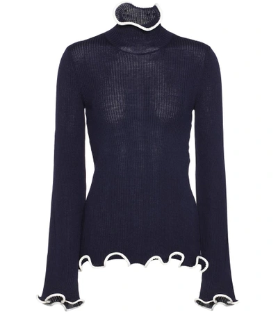 Shop Stella Mccartney Ribbed Wool Sweater In Iek
